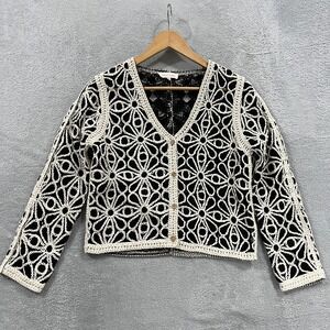 Solitaire Anthropologie‎ Cardigan Womens M Crochet Y2K Peasant Boho Hippy Top